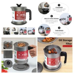 High Quality Fryer Oil Filter Pot Carbon Steel Oilcan With Stainless Steel Kitchen Storage Jug Cooking Pot Without Box 6 300x300