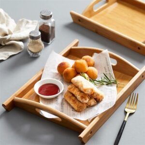 Home 03 Pcs Set Wood Serving Tray For Kitchen