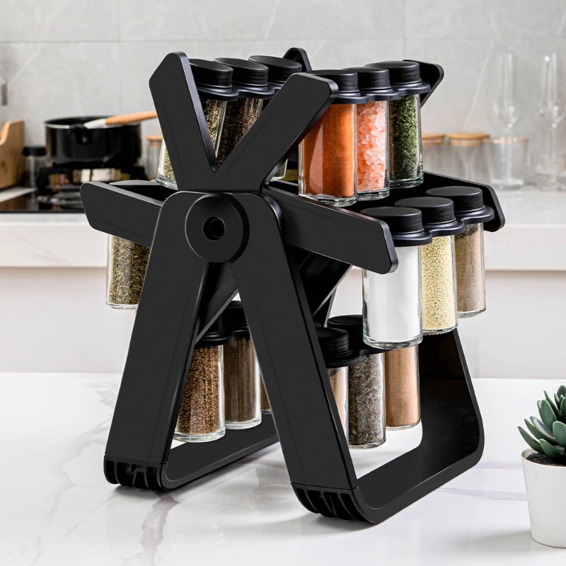 2025_10_23_9241a82d6bce9b31aafd149ee25a1cb7 18-Jar Rotating Spice Rack Organizer Set – Windmill Design with Glass Jars, Spice Labels & Funnel – Complete Kitchen Spice Storage Solution - Image 2