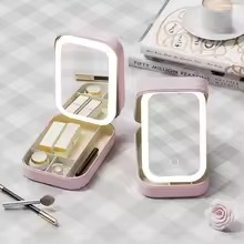 2025_12_08_e862c7c72ab38321766e31015a7cbf17 Portable Folding Makeup Mirror Jewellery Box – 3-Color LED Beauty Mirror, Multi-Function Personal Care Organizer - Image 2